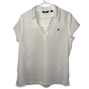 Chase Lands' End Women White Cap Sleeve Polo Blouse (12)